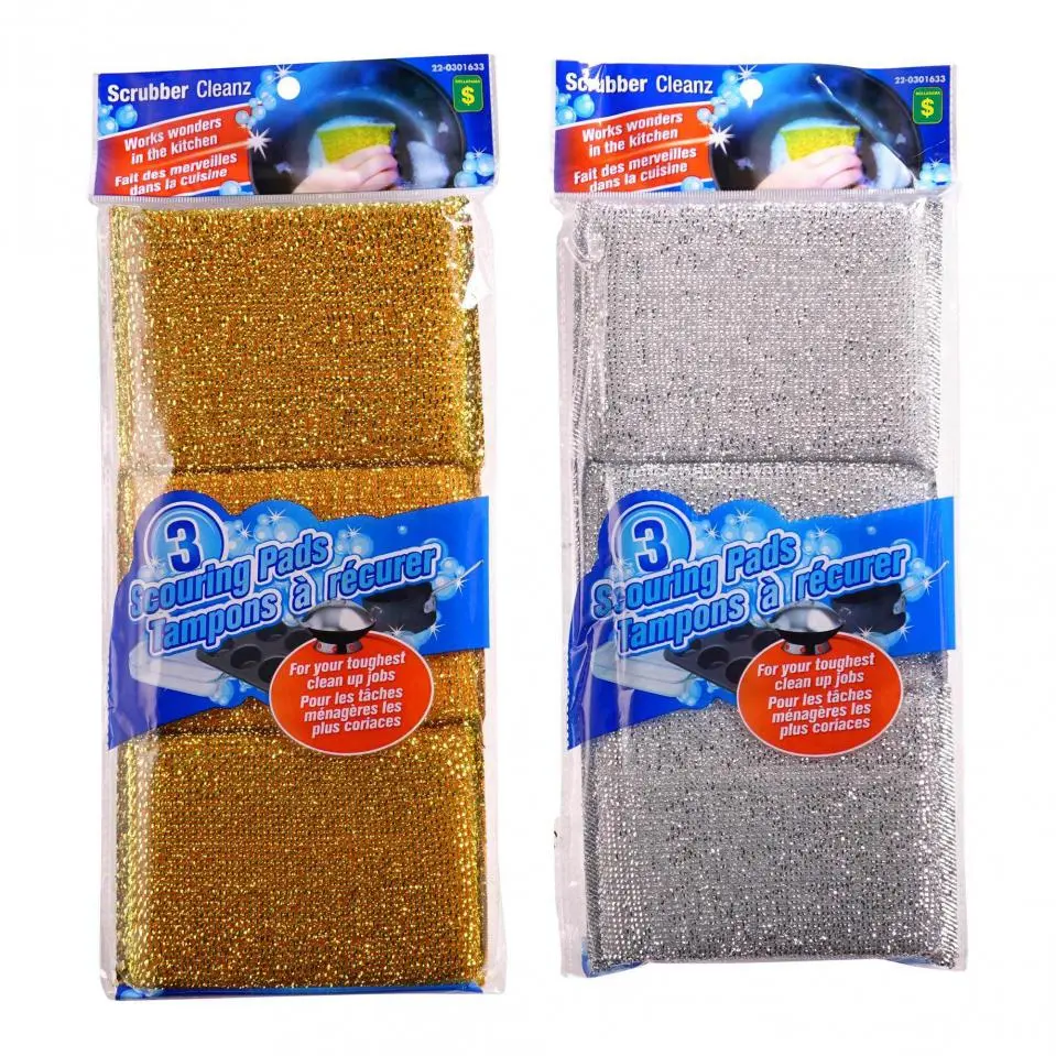 Metallic Scouring Pads 3PK (Assorted Colours)