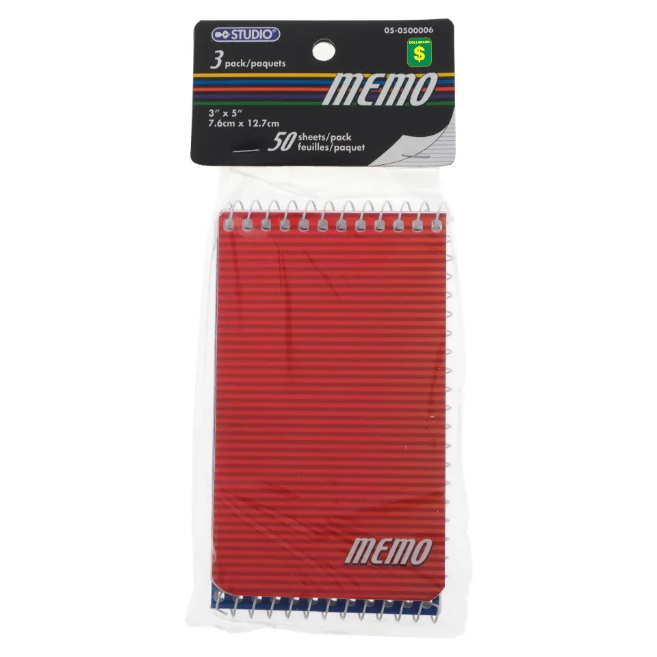 Spiral Memo Notepads 3PK (Assorted Colours)