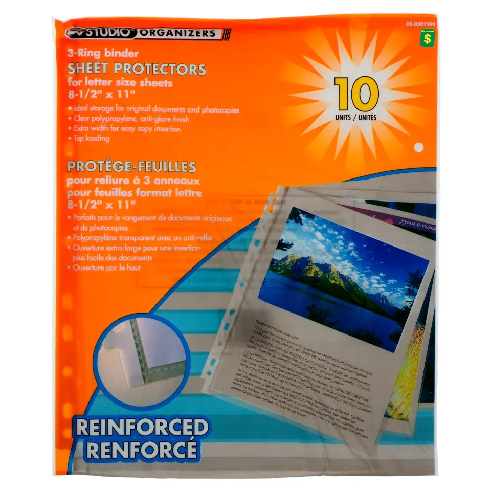 10 Protège-feuilles pour reliure à 3 anneaux - Caisse de 18 | Dollarama