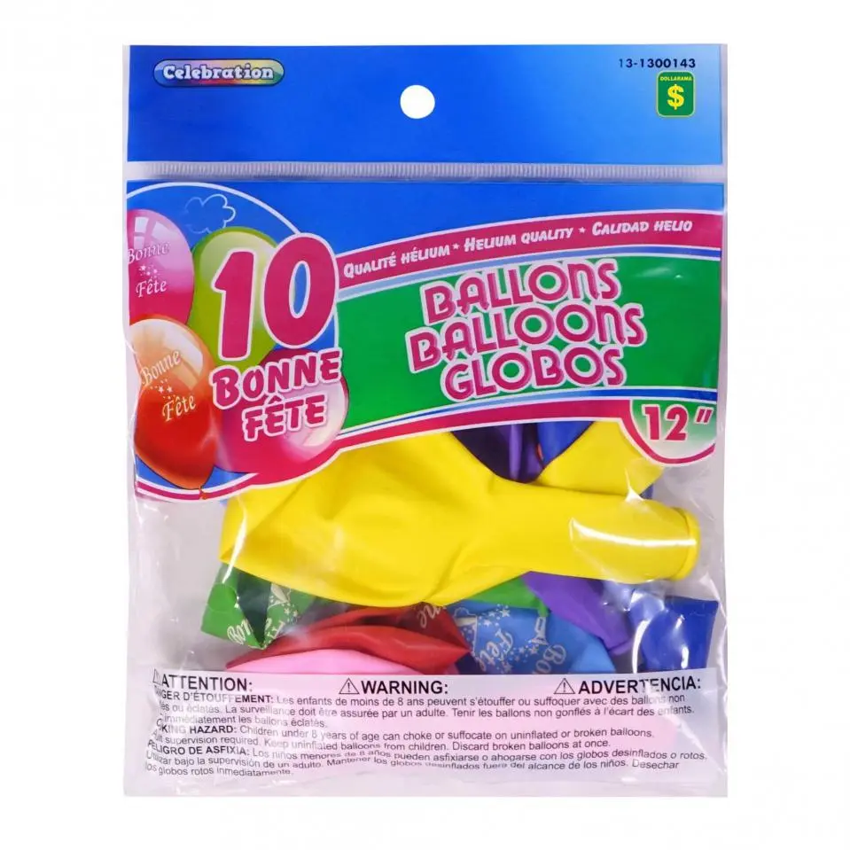 12" 'Bonne Fête' Balloons 10PK