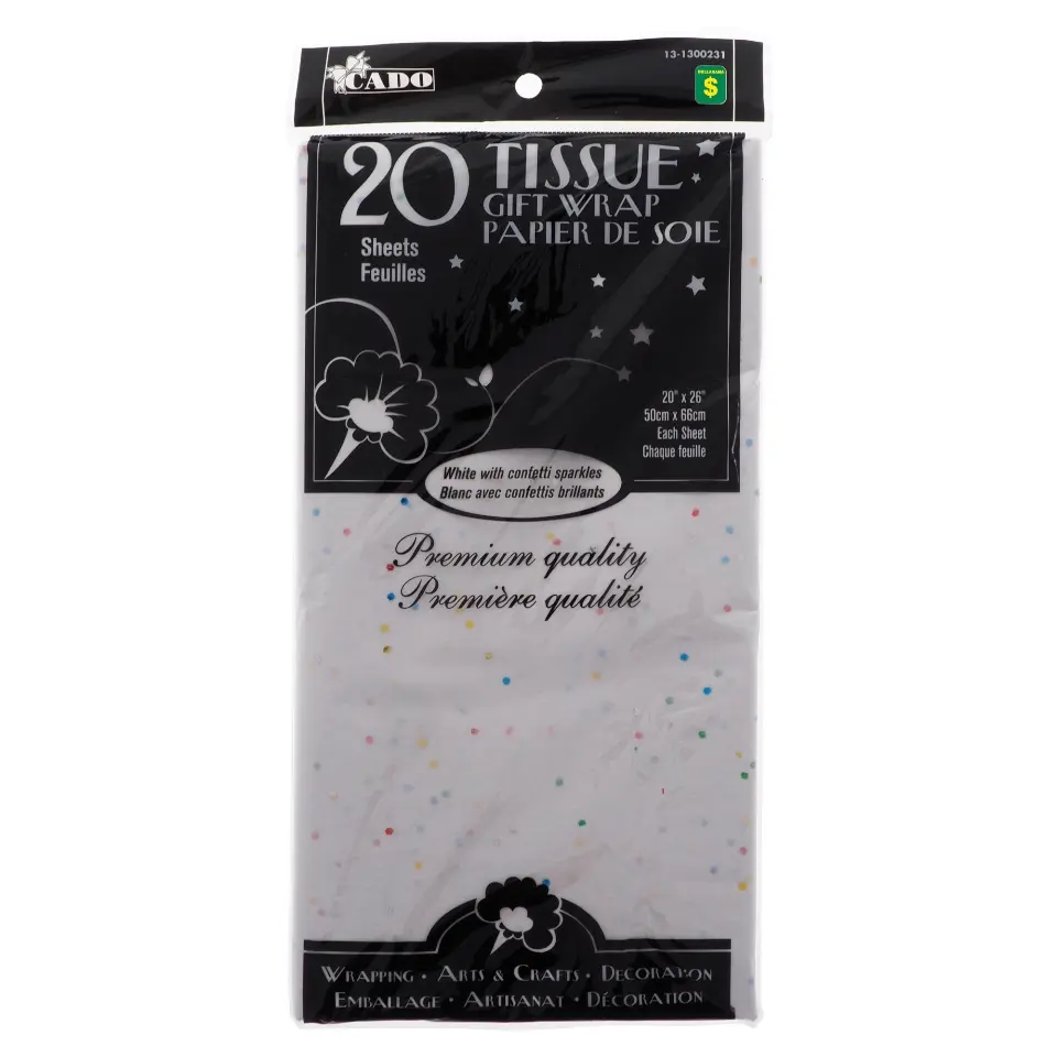 20 Sheets White Tissue Wrap - Confetti Sparkles