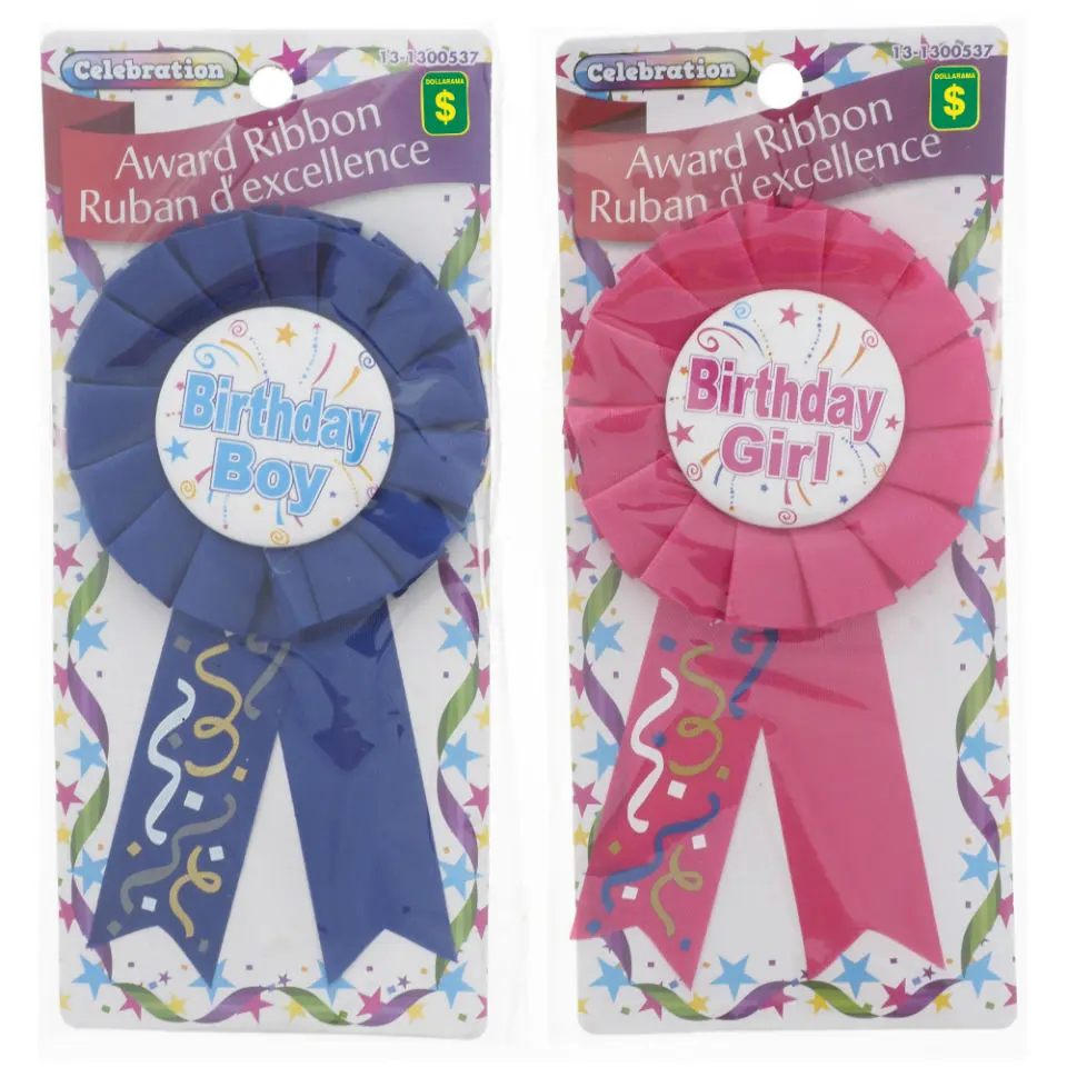 Happy Birthday Award Ribbon (Assorted Colours)