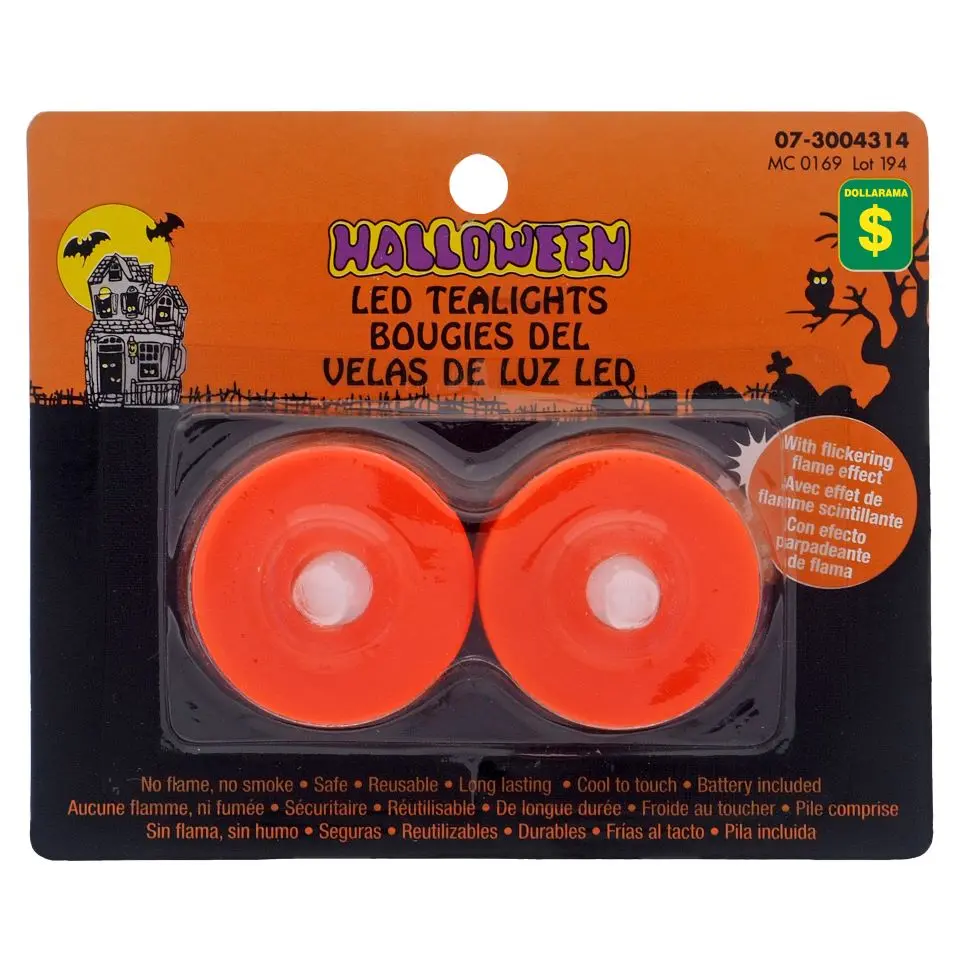 2pk LED Flickering Halloween Tea Lights