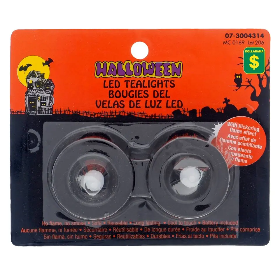 2pk LED Flickering Halloween Tea Lights