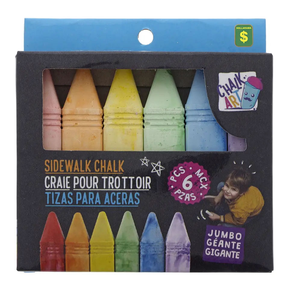 6PK Marble Pointed Sidewalk Chalk