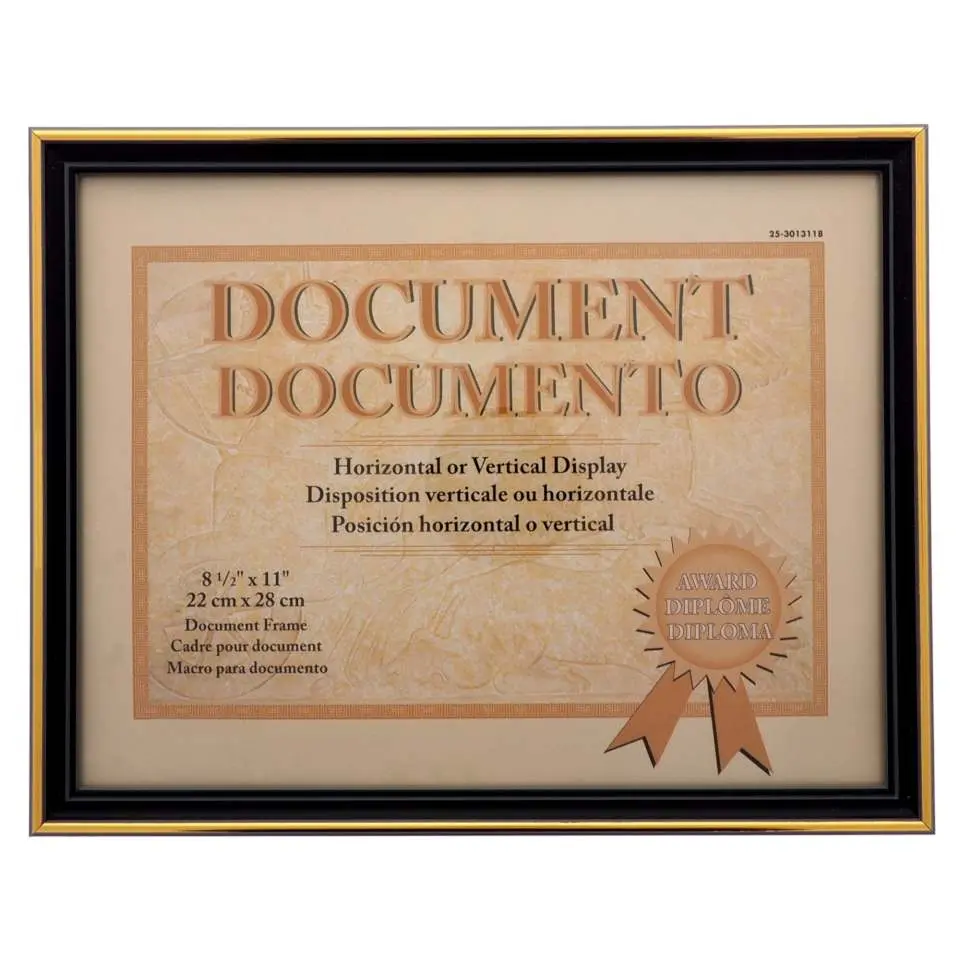 8.5"x11" Document Frame with Metallic Trim