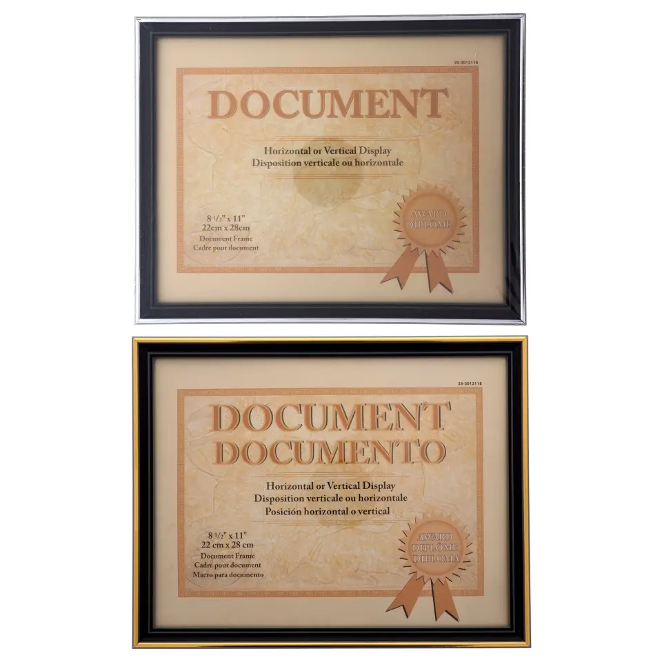 8.5"x11" Document Frame with Metallic Trim