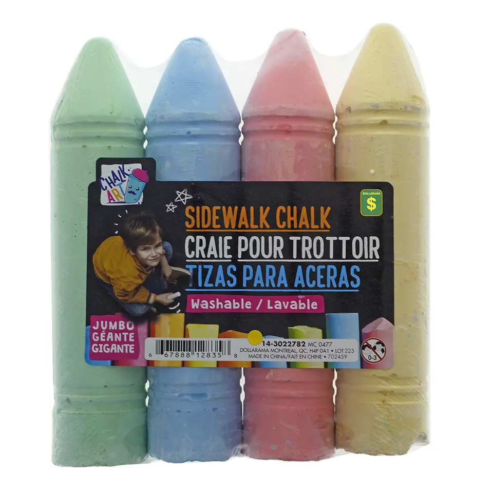 4Pk Jumbo Sidewalk Chalk