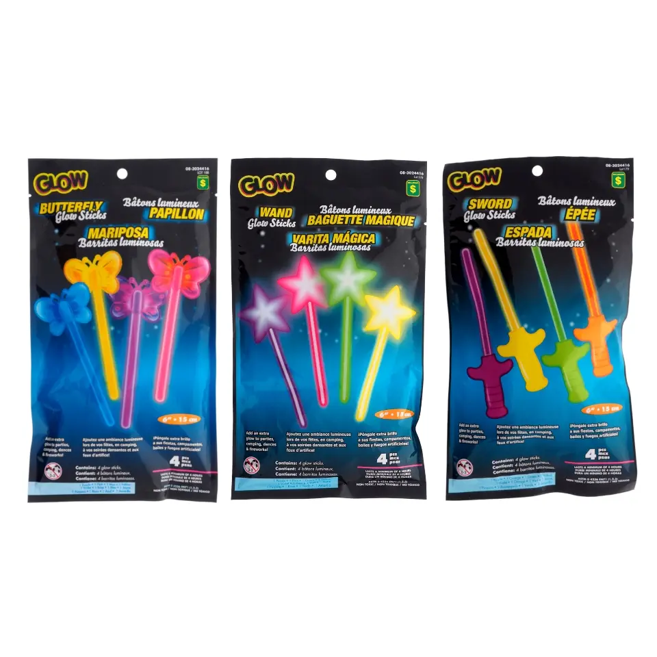 Glow Sticks 4PK (Assorted Colours and Shapes)