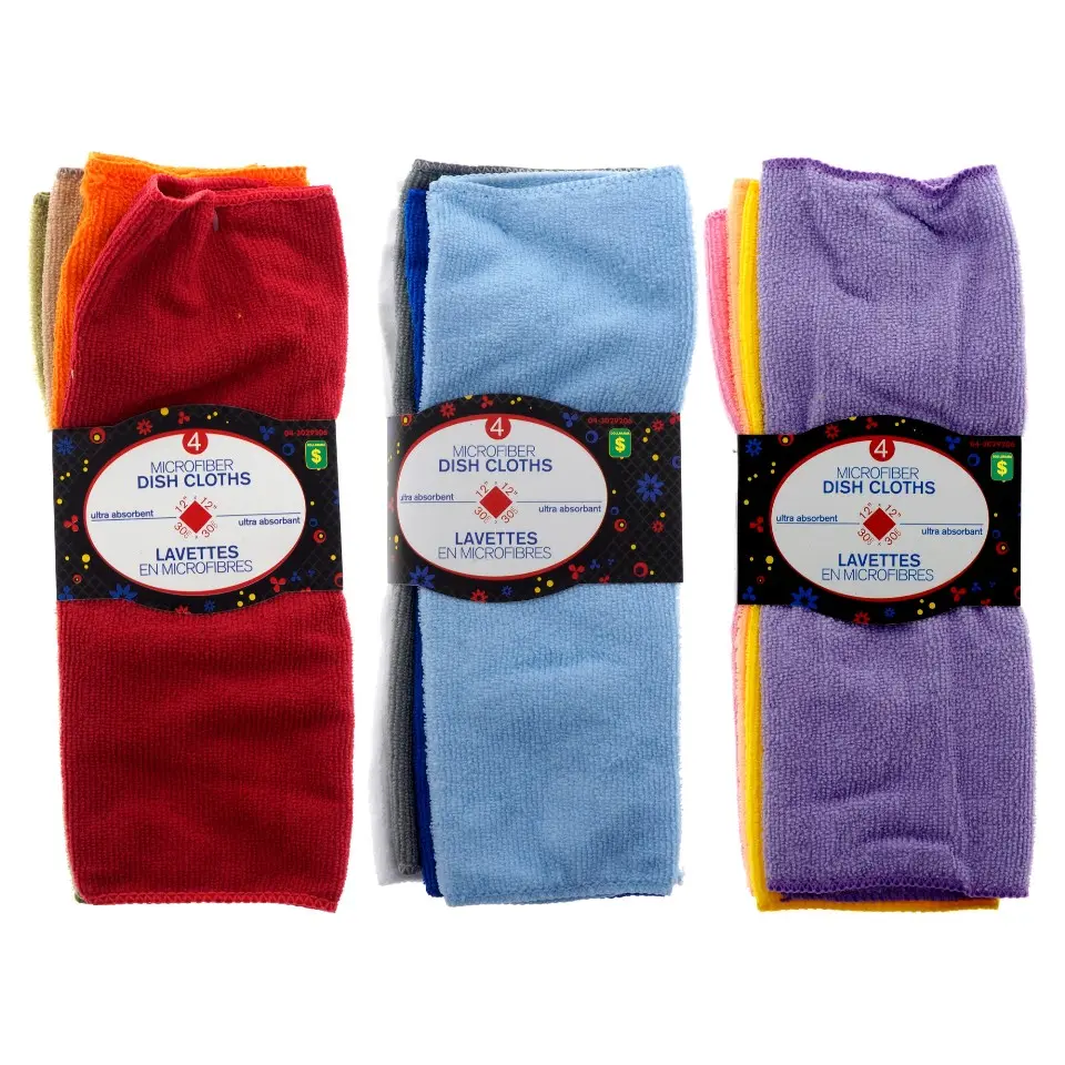 Microfibre Dishcloths 4PK (Assorted Colours)