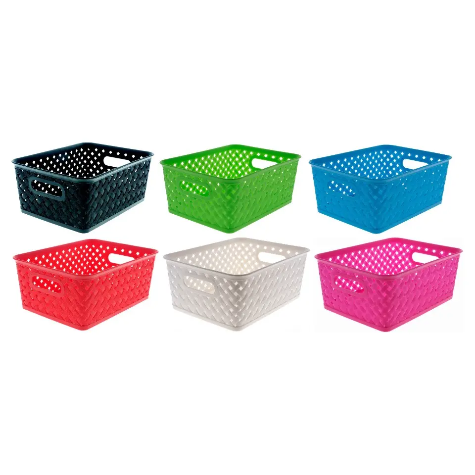 Plastic Woven Basket (Assorted Colours