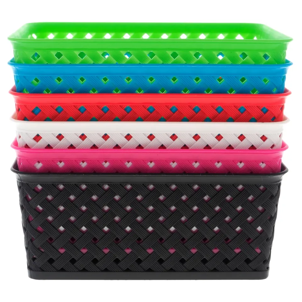 Plastic Woven Basket (Assorted Colours