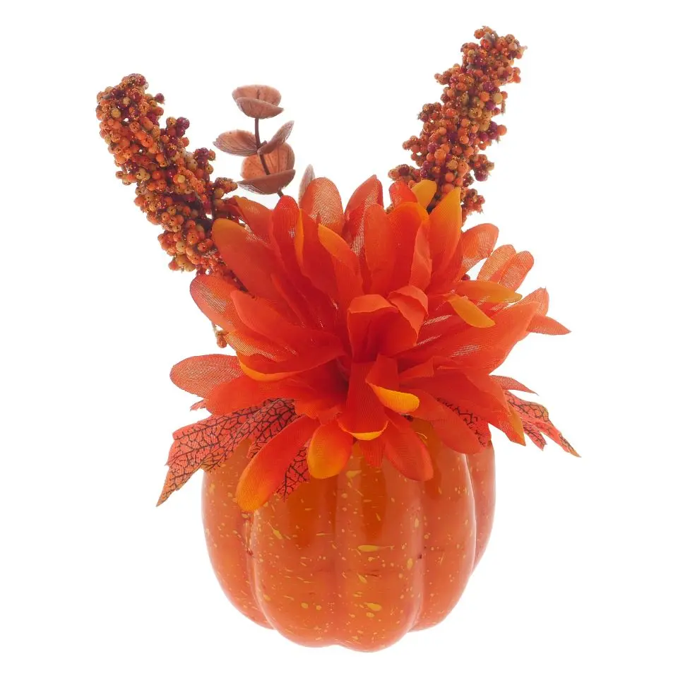 Halloween Pumpkin with Flowers