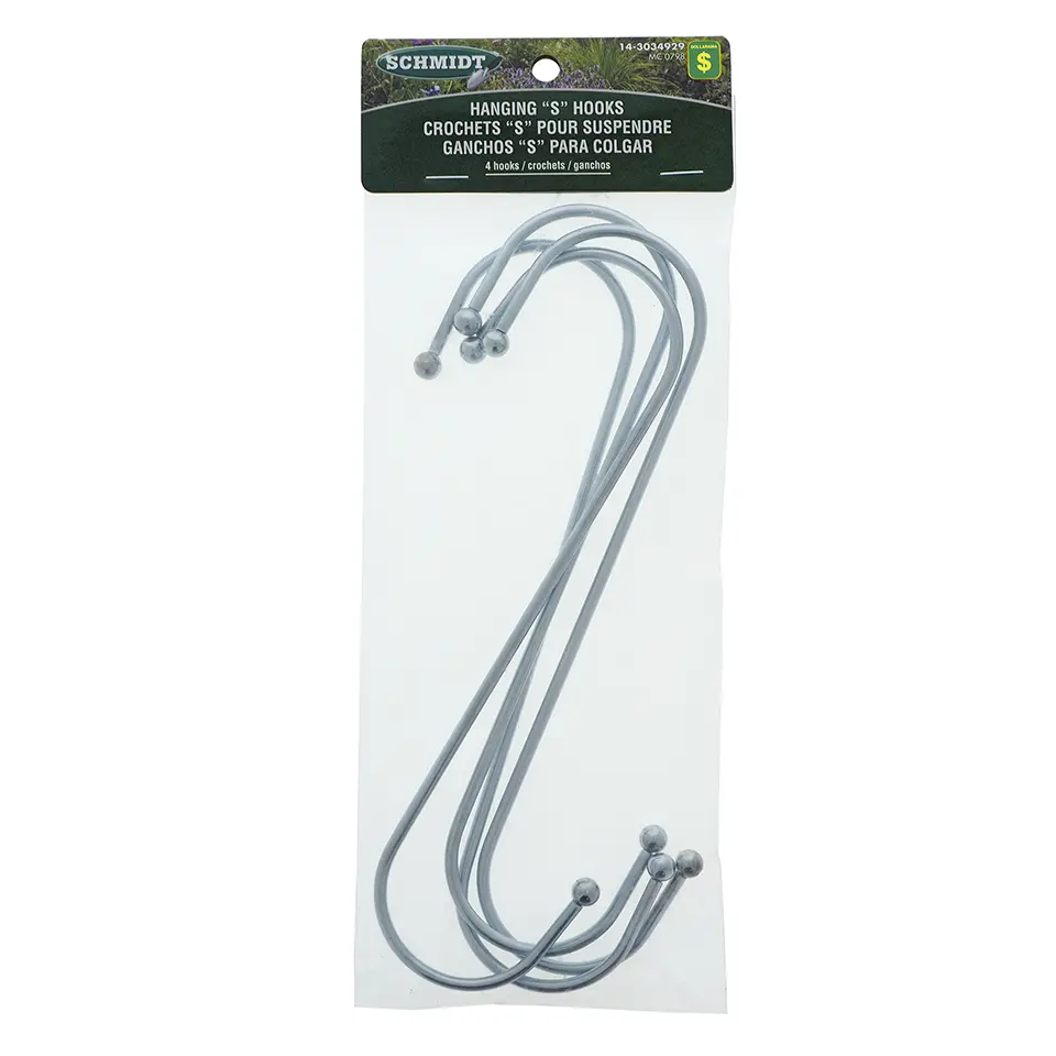 Large Metal "S" Shape Hooks 4 Pk