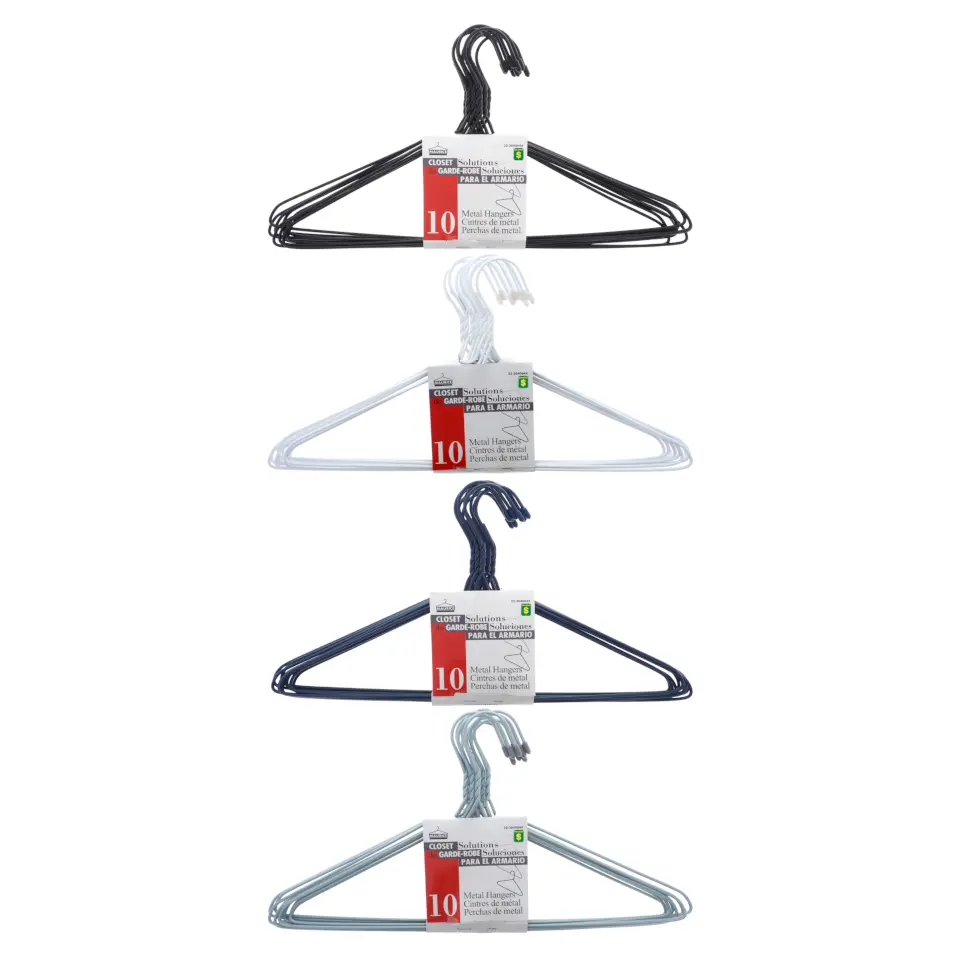 Plastic coated Metal Hangers 10PK