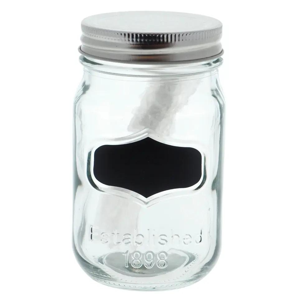 Glass Storage Jar with Metal Lid & Chalk Label