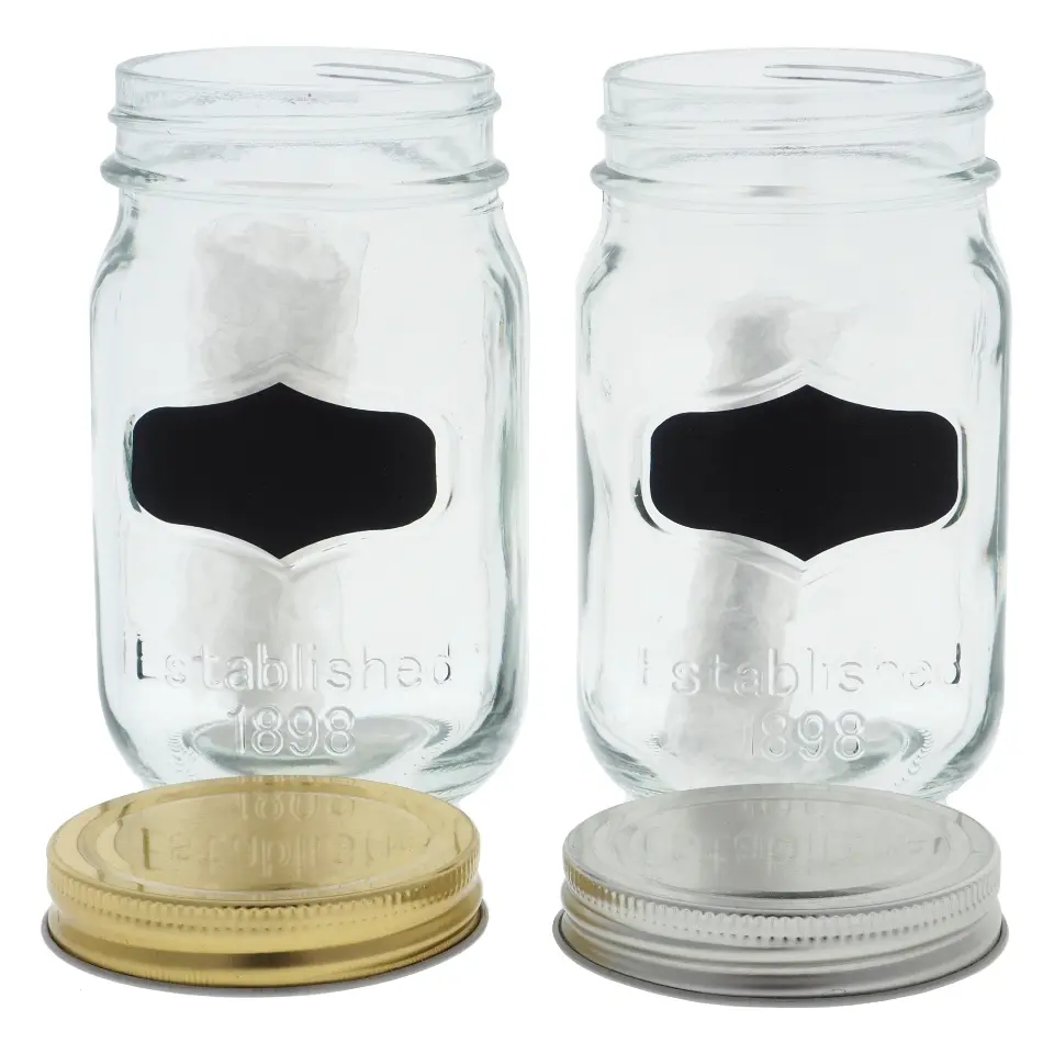 Glass Storage Jar with Metal Lid & Chalk Label