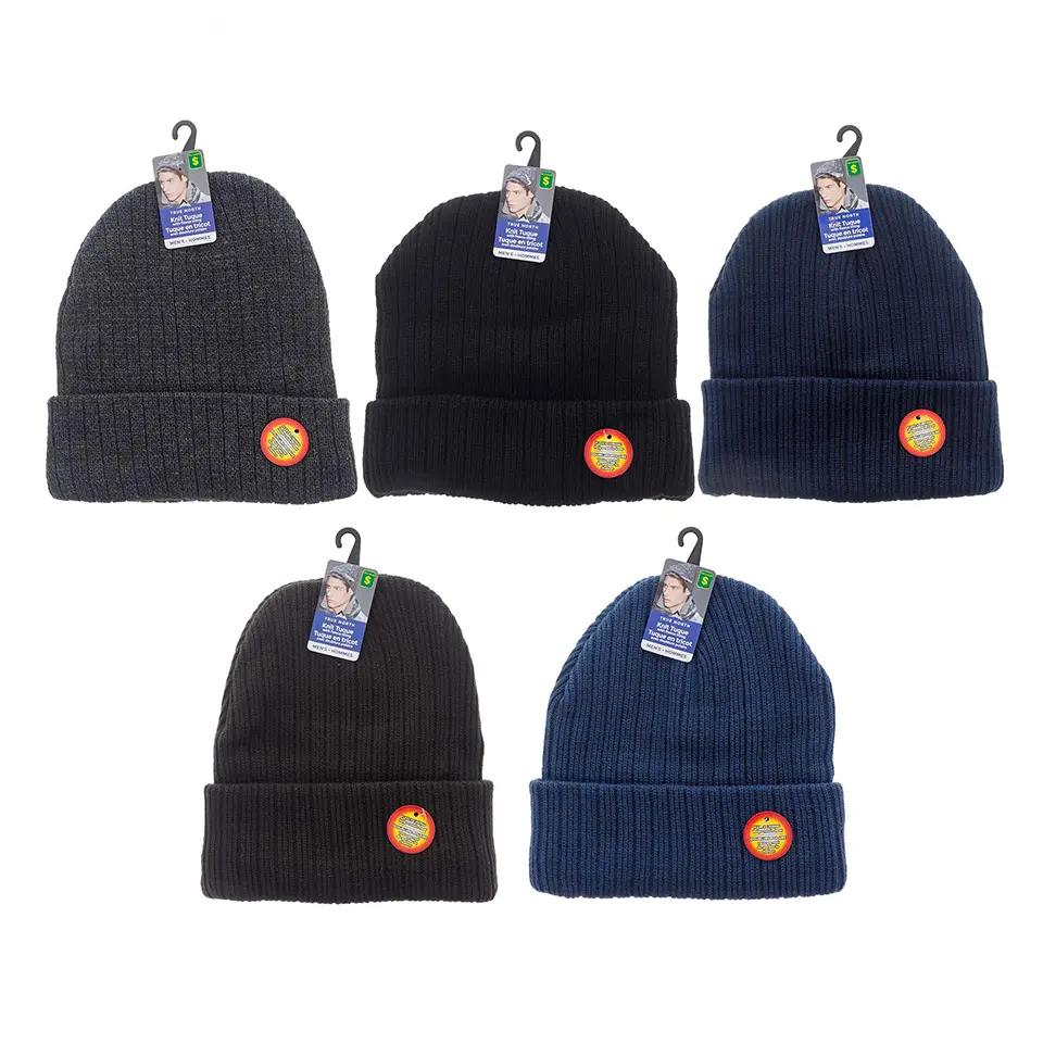 Ribbed knit hat fleece ining