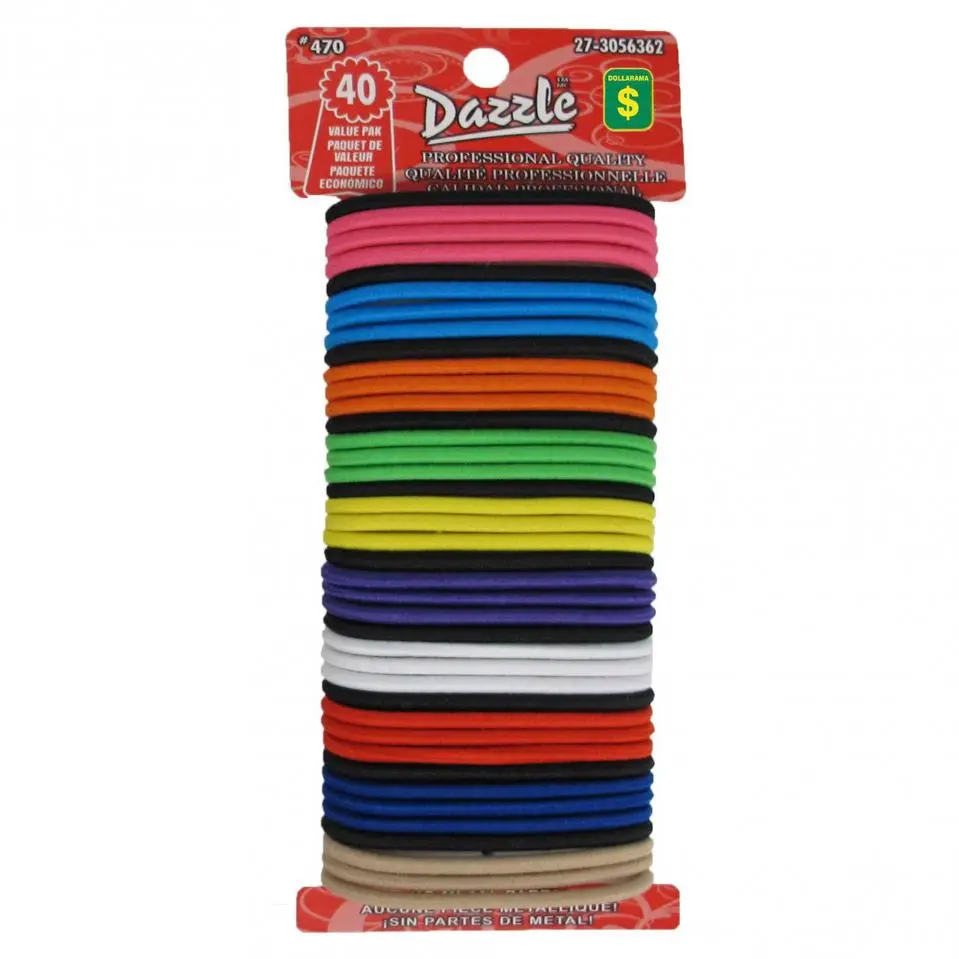 Thick Hair Elastics 40PK (Assorted Colours)