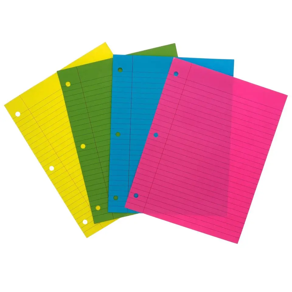 100 PK Neon Colored Wide Ruled Filler Paper