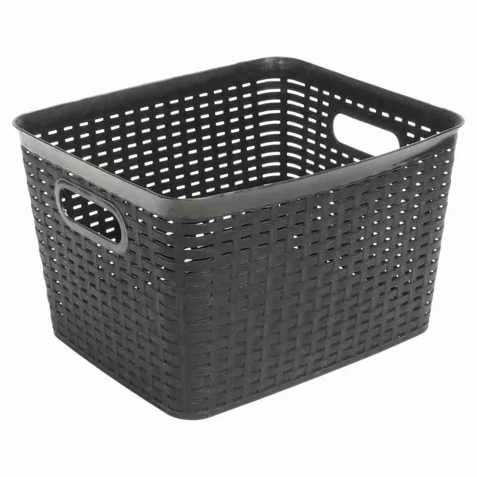 Grand panier rectangulaire en plastique tressé - Caisse de 18 | Dollarama