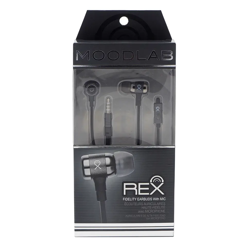 Stereo Earbuds with Microphone and Flat Cable