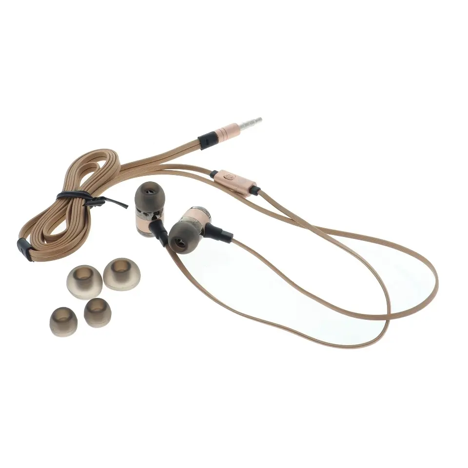 Stereo Earbuds with Microphone and Flat Cable