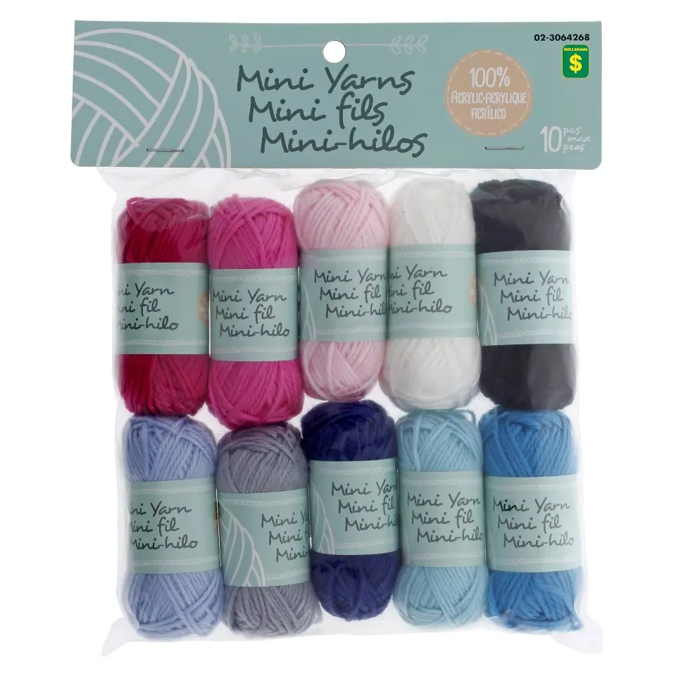 9PK Mini Coloured Cotton and Acrylic Yarn