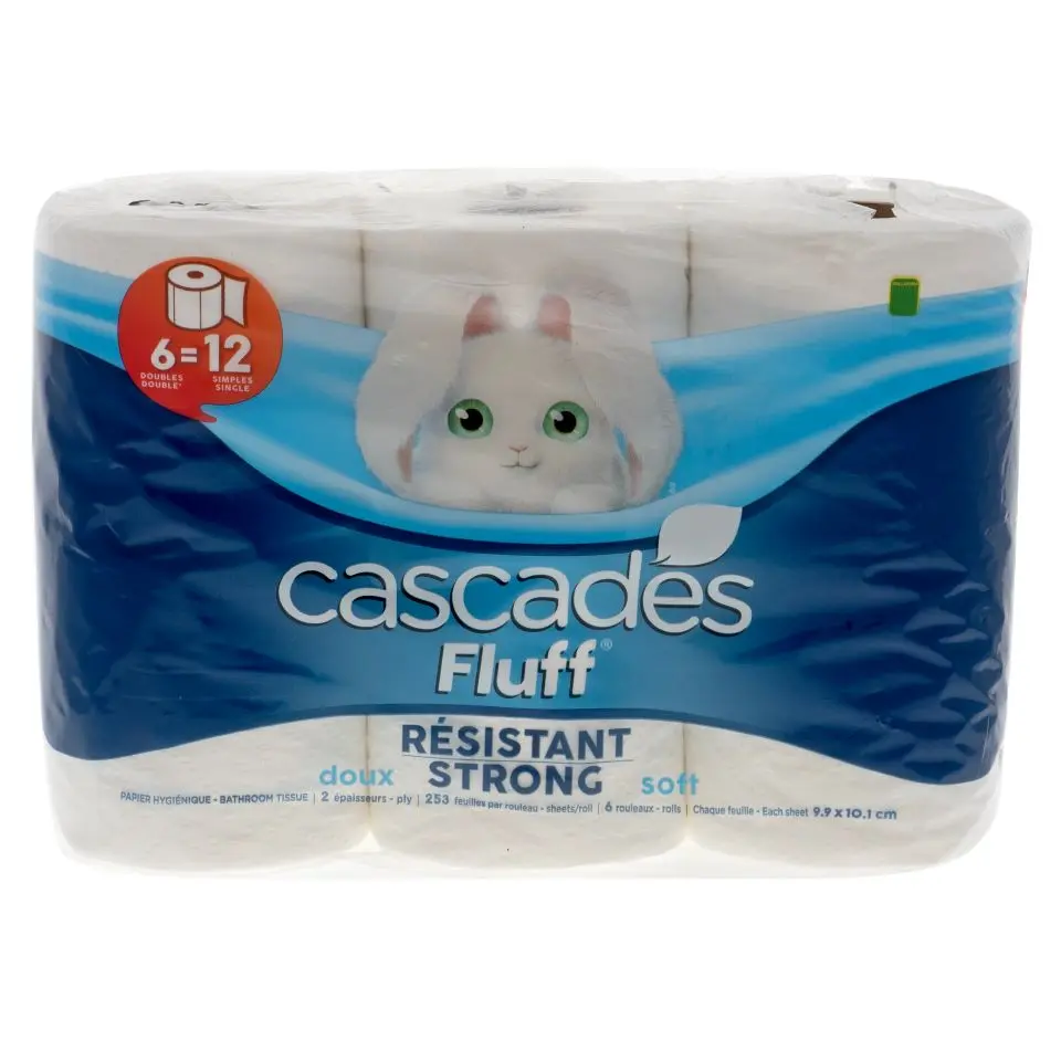 6 Fluff Bathroom Tissue Rolls