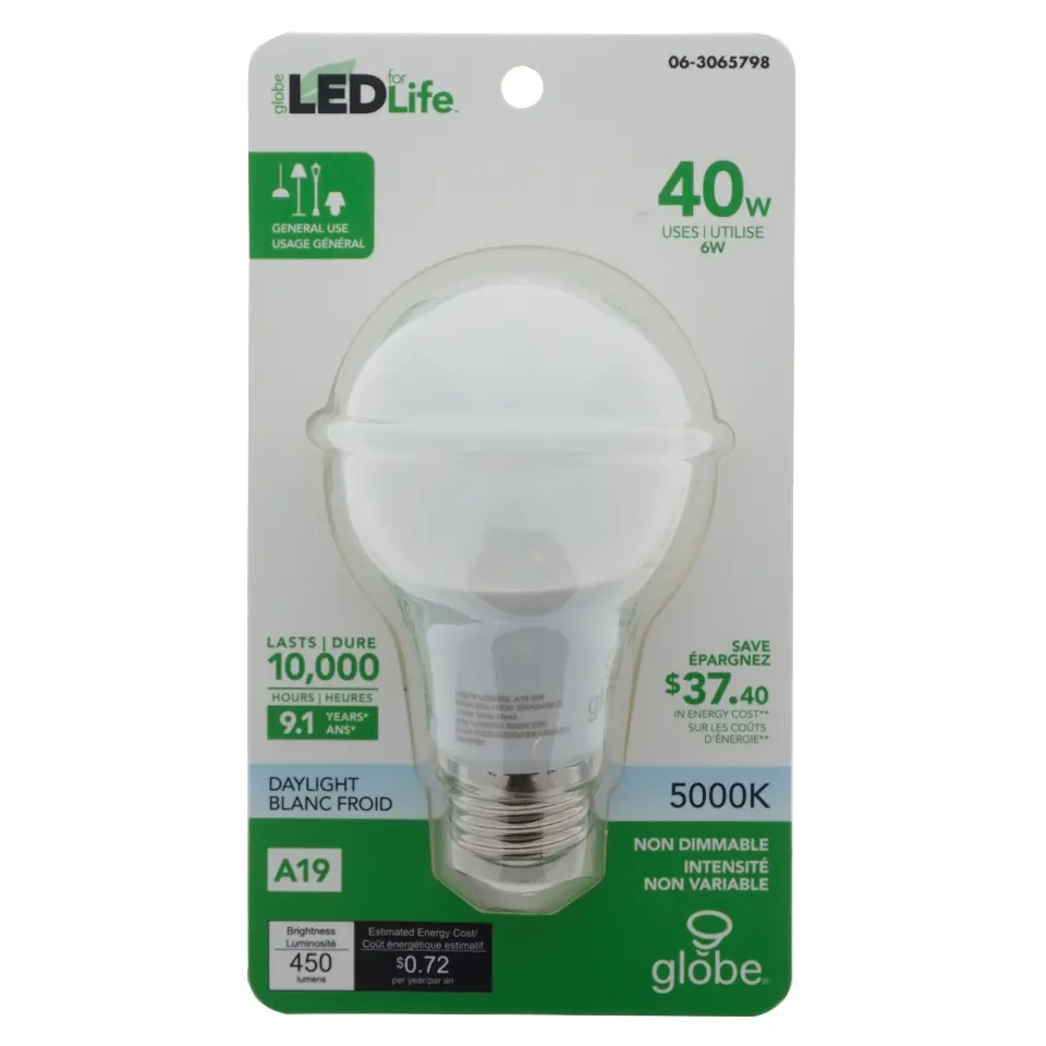 LED A19 40 Bulb 5000k - White