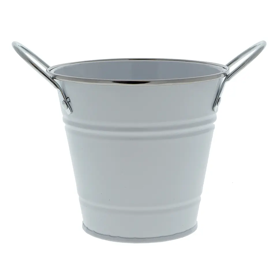 White Galvanized Bucket with Handles