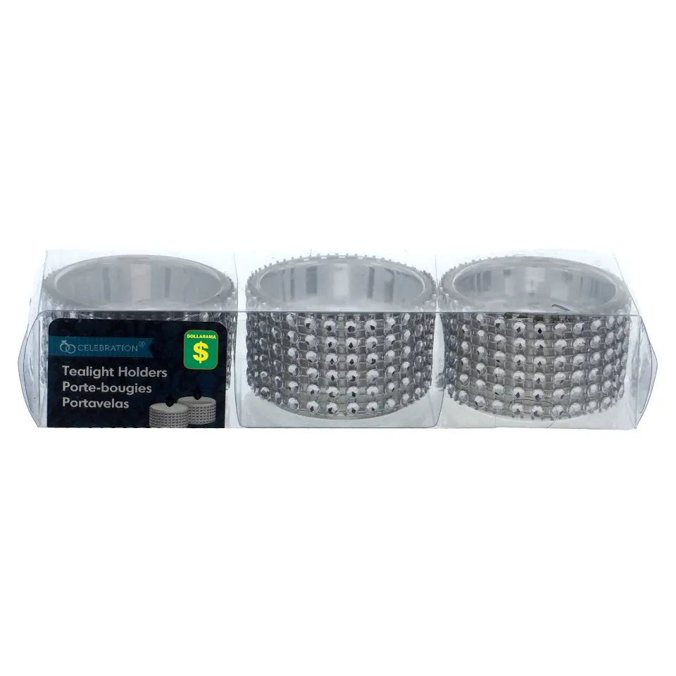 3PK Tealight Holder w/Faux Diamonds