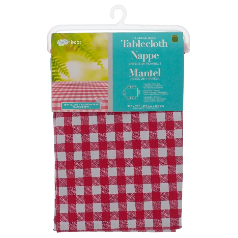 Checkered PEVA Flannel Back Tablecover