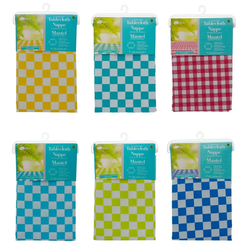 Checkered PEVA Flannel Back Tablecover