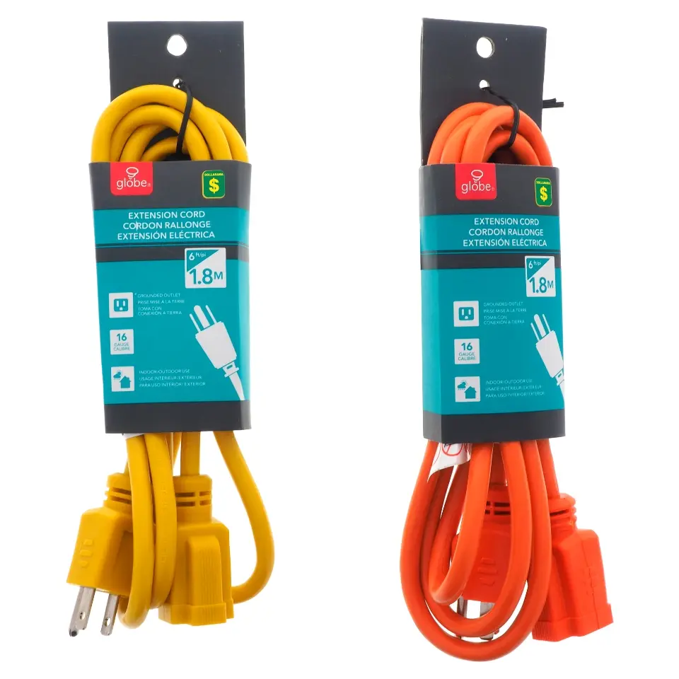 Extension Cord (Assorted Colours) - Case of 20 | Dollarama