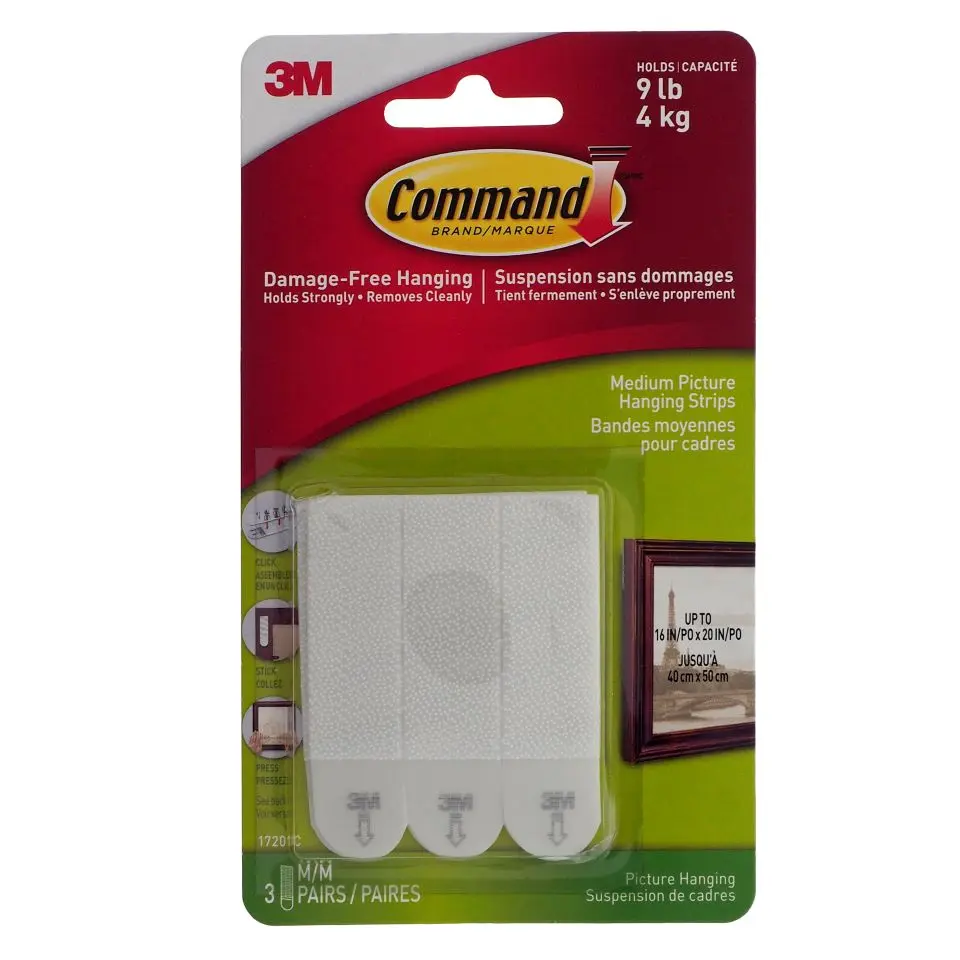 3 Pairs Medium Picture Strips - Command