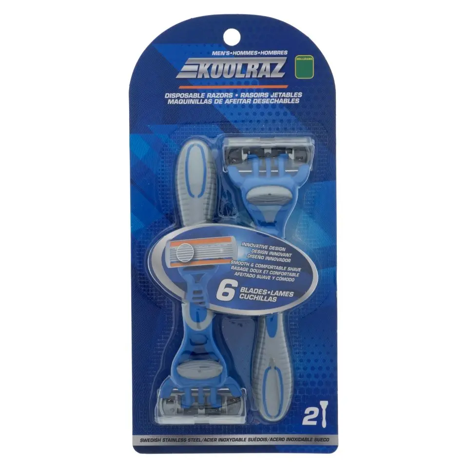 KOOLRAZ 2 pk Men's 6 Blade Dispo. Razor